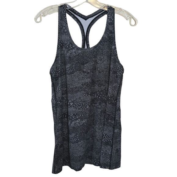 Lululemon Women's Speckled Print Cool Racerback Tank Top Stretch Black Gray - Picture 1 of 4